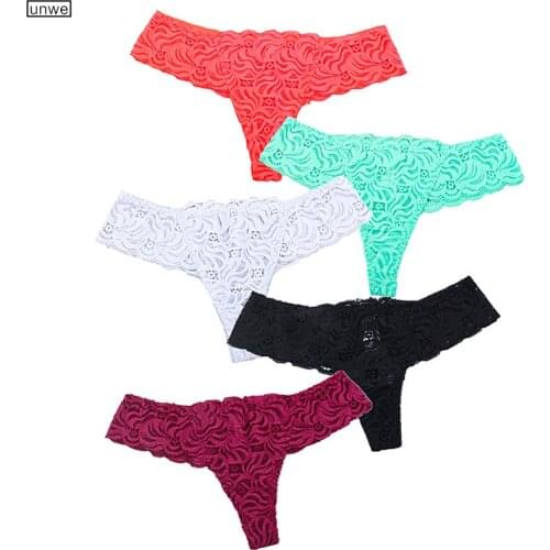 EU S-XL Full Lace Womens Thong Plus Size Transparent Underwear Thin Floral Mesh Sexy Ladies Bikini Briefs