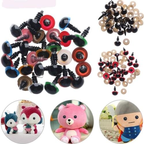 20Pcs 9 Colors Plastic Safety Eyes Crafts Animal Bear DIY Dolls Puppet Crystal Eye Stuffed Toys Parts with Washer 8/10/12/14mm