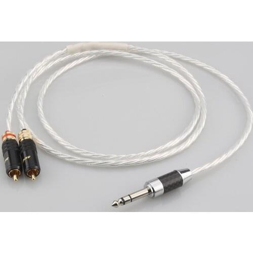 Odin Silver Plated 6.35mm to 2 RCA Cable HIFI DAC digital cable DAC Amplifier