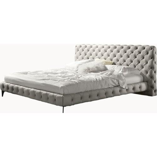 Italian light luxury leather bed master bedroom 1.8 double modern simple high end big bed minimalist wedding bed