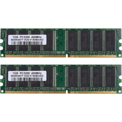 2 Pieces of 1GB DDR1-400MHz PC Desktop Memory PC1-3200 184Pin Non-Ecc DIMM Ram