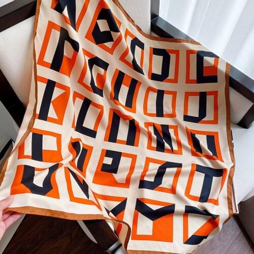 New Simplicity fashion English alphabet printing pattern hand stitch twill silk 90 large square scarf decorative shawl gift