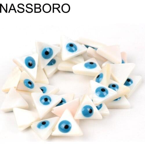 Fashion Triangle Shape White Natural Shell Bead Evil Eye Beads Loose Spacer Beads for Jewelry Making Needlework Diy /Handmade