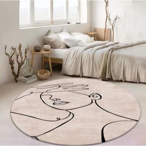 Fashion Simple Nordic Geometry Carpet Morandi Color Geometric Rug Living Room Bedroom Hanging Basket Chair Round Floor Mat