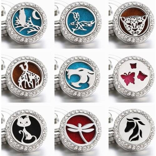 Fashion Animals Owl Cat horse Magnetic Aromatherapy Perfume Locket snap buttons Essential Oil Scent fit 18mm snap Necklace Gift