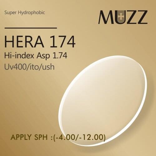 MUZZ Eye Glasses Lens 1.74 Index Thinner, lighter High Quality Myopia Super Tough Resin Optical Prescription Eye glasses 2PCS