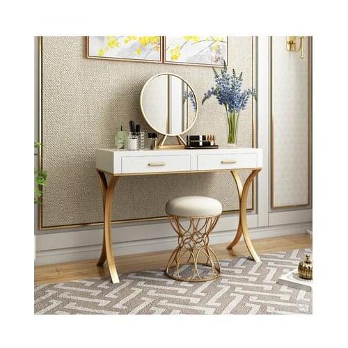 Small family North European simple modern bedroom dressing table ins wind iron art paint baking table Mini dressing table