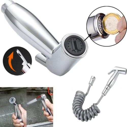 Stainless Steel Handheld Bidet Spray Shower Head Toilet Shattaf Adapter Hose kit Flexible Sprayer Set