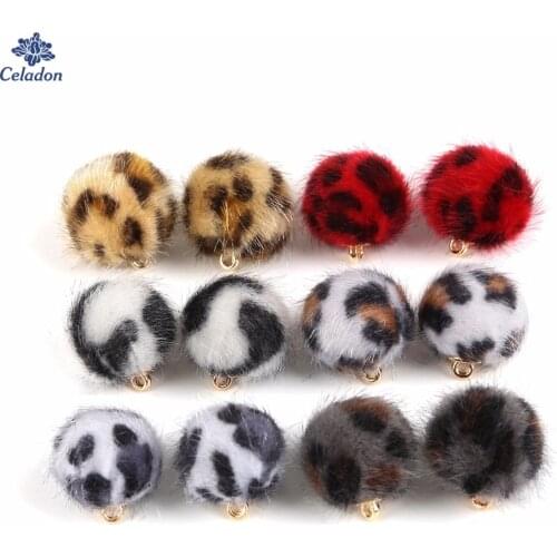New Hot Style Hole 1.5mm 10-20pcs/bag Leopard Print Fur Covered Ball Beads Charm for DIY Jewelry Findings Making