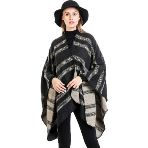 New arrival fashion Autumn winter work style Pashmina women warm high quality elegant vintage striped office lady big shawl
