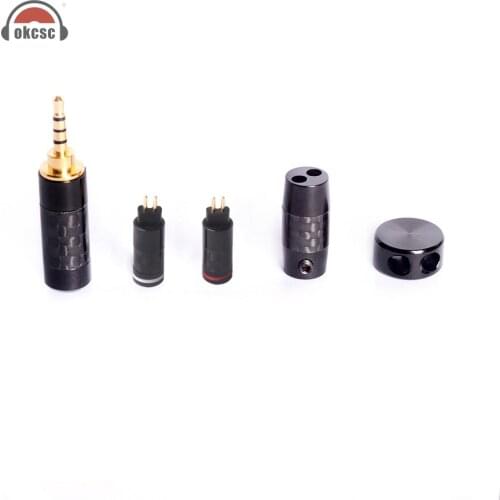 OKCSC 2PIN MMCX A2DC Interface 3.5mm Plug 2.5mm/4.4mm Balanced DIY HiFi Earphone Cable Accessory Set Carbon Fiber Splitter Slide