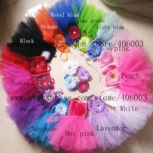 Wholsale solid color baby girls halloween dresses princess Infant handmade tutus with daisy flower baby tutu dresses