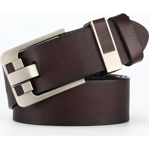 New style mens belt pin buckle cowhide leather belt retro casual