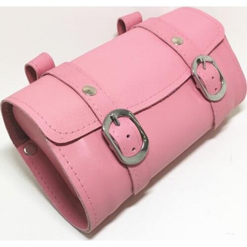 E0990 100% head layer cowhide Fixed gear bike Saddle bag Bicycle Hang back bag Handmade tool bag hot sale