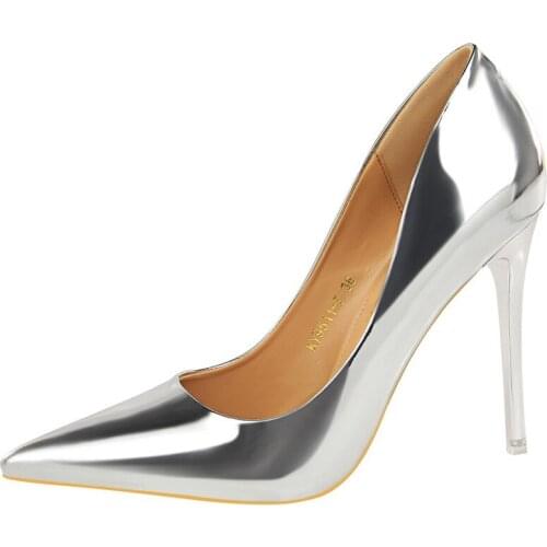Plus Size Shoes Patent Leather Wonen Pumps Fashion Office Shoes Women Sexy High Heels Shoes Womens Wedding Shoes Party 10.5cm