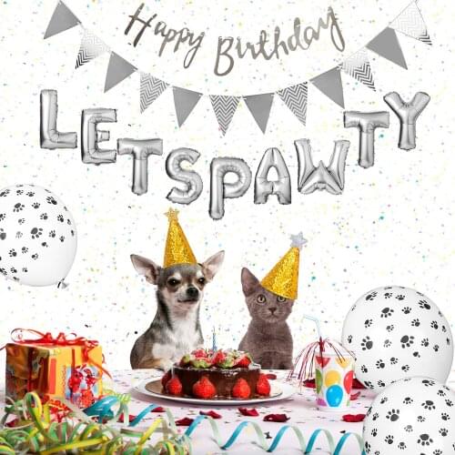 9PCS Cute cartoon Letter foil balloon summer party birthday party Balloon for Pet Birthday Decorated Puppy Supplies