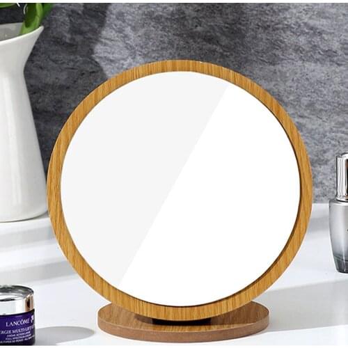 HD Mirror Simple Foldable Wooden Mirror Dressing Table Desktop Makeup Mirror Girl Single-Sided Dressing Mirror Decorative Mirror