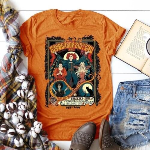 Plus Size 2021 Summer Sisters T-Shirt Sanderson Sisters T Shirt Simple Street Wear Women Tshirt Short-Sleeve Ladies Tee Shirt