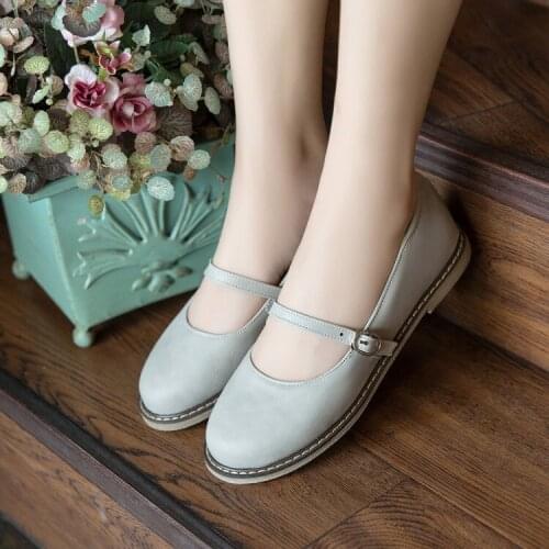 Big Size 11 12 ladies high heels women shoes woman pumps Marijanes Buttoned Single Shoes