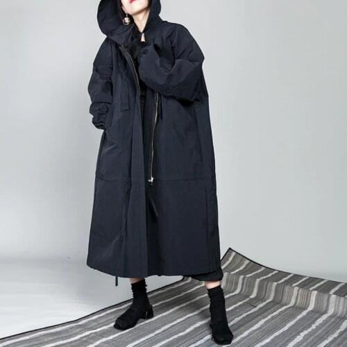 Women Loose Long Coat Outewear Ladies Trench Coat Female Hooded Long Coat 2020 Spring Autumn