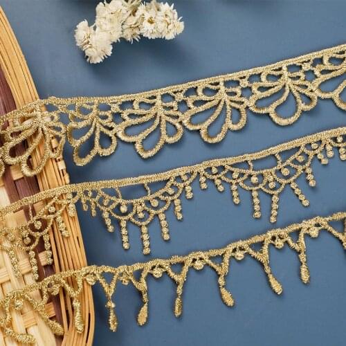 Zsbszc 2 yards Width 2.3-3CM sewn gold lace trim braid lace DIY garment accessories macrame embroidery lace JDB29 JDB38 JDB44