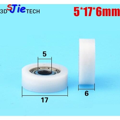 1pcs 5*17*6mm F type shifting door and window wheel, POM polyoxymethylene nylon, injection plastic bearing pulley 695zz