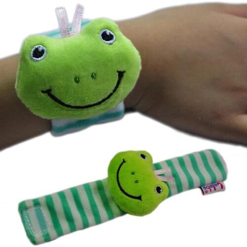 1Pc Plush Frog Animal Wrist Rattle Foot Finder Handbell Development Baby Toy