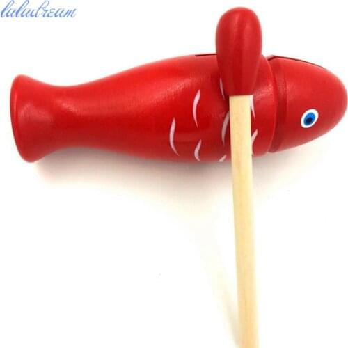 14.5cm red wooden fish percussion instrument Noise Maker for children gift educational toy creative Wooden toys