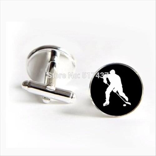 2017 wholesale Hockey Players Cufflinks Hockey Cufflink Men Cufflinks High Quality Round Cuff Links