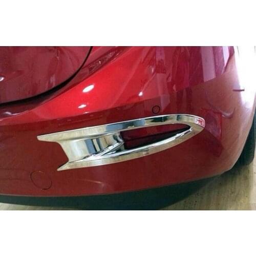 2x Chrome ABS Car Rear Tail Fog Light Lamp Frame Cover Trim Styling Fit For Mazda 3 Axela 2014 2015 2016 Auto Accessory