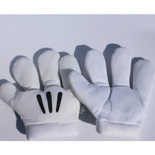 5Pairs/Lot 10"25cm Mickey Minne Mouse Cute White Gloves Stuffed Plush Toys Gift For Children Wholesale