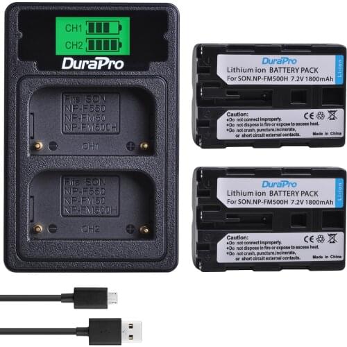 2x 1800mAH NP FM500H Rechargeable Battery+ LCD Display USB Charger with Type C For Sony NP-F550 F570 F770 F750 FM70 QM91D Camera