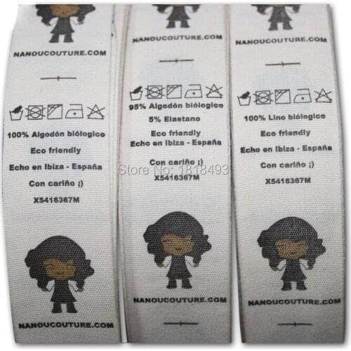Free shipping customized clothing printed cotton labels loop fold/gift packing ribbon printing/garment printed labels/main label