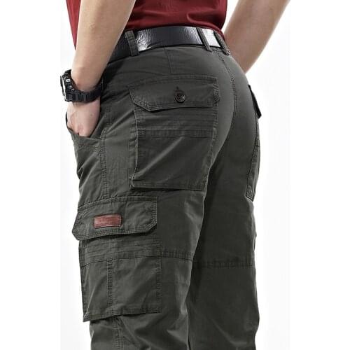 ICPANS Military Army Cargo Pants Men Cotton Baggy Denim Pants Man Multi-pockets Casual Pants Trousers Overalls 2020