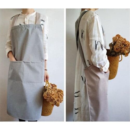 Korean style Double-deck Cotton linen aprons Unisex kitchen apron Flower house studio apron Restaurant Home Bib cleaning aprons