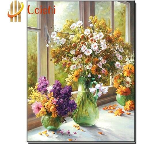 Photo custom Window, vase diy diamond embroidery diamond painting full square round drill diamond mosaic art home decoration