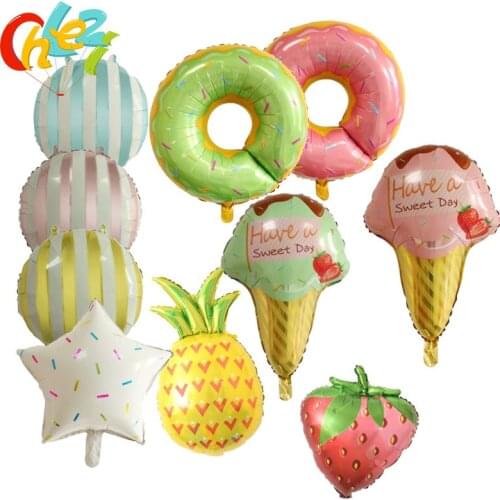 Hawaii Theme Party Foil Balloons cactus tree Pineapple Ice Cream Fruits Balloons Summer Party Birthday Decoration Party Supplies