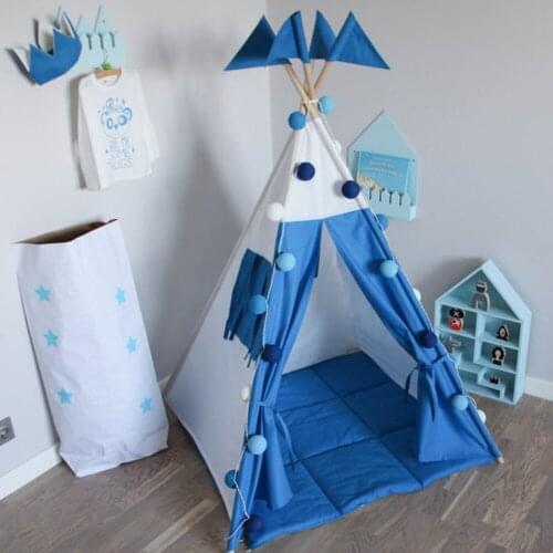 Free Love @new design blue color with flags kids play tent indian teepee children playhouse children play room teepee
