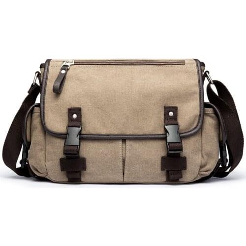 Mens Canvas Messenger Bags Casual Solid Mans Cover Shoulder Crossbody Male Big Capacity Multi Pocket Bag New Fashion 2020