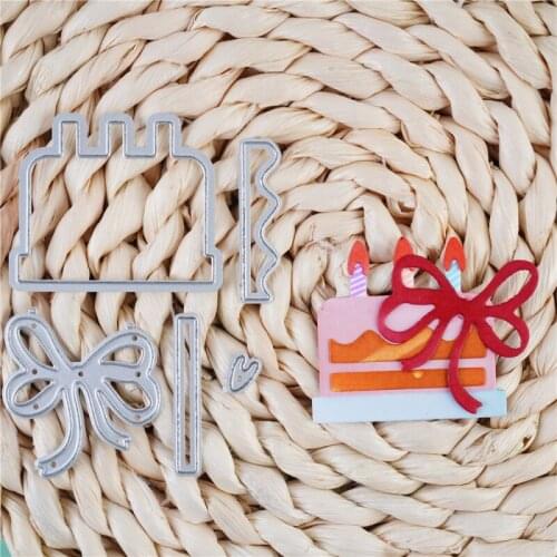 InLoveArts Happy Birthday Cake Metal Cutting Dies Bowknot Die Cut Embossing Stencil DIY Scrapbook Paper Album Decorative Crafts