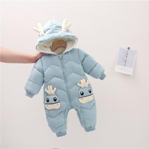Infant clothing one-piece winter plus velvet thickening suit baby climbing clothes boys and girls newborn outing clothes hugging