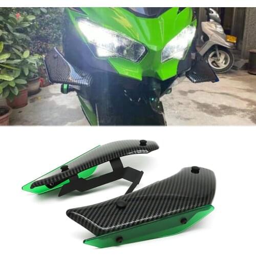 Carbon Fiber Aerodynamic Wing Kit Fixed Pneumatic Winglet Front Fairing for Kawasaki Ninja400 2018 2019 2020 Accessories