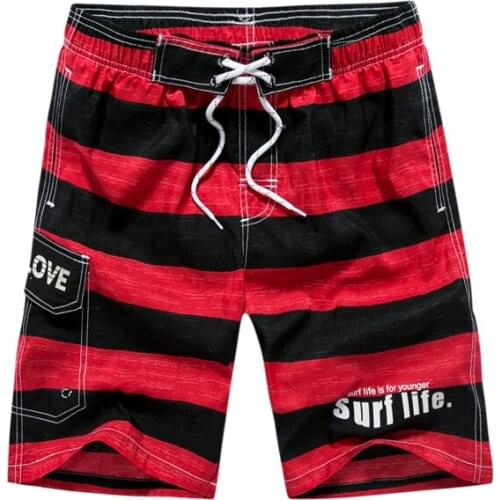 Cool Striped Summer Mens Beach Shorts Knee-Length Swim Trunks Gyms Joggers Workout Short Pants Surf Board Shorts Red Blue Green