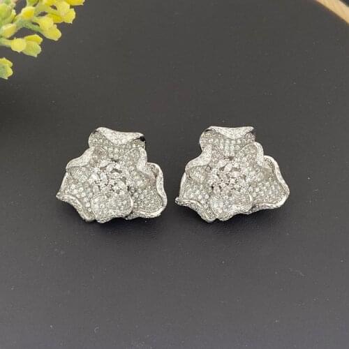 Lanyika Fashion Jewelry Gorgeous Peony Micro Plated Earrings For Women Wedding Banquet Daily Popular Best Gifts