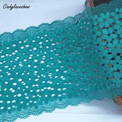 1 Yard 18cm Width Dark Green Elastic Lace Fabric Sewing Guipure Lace Trim Ribbon Underwear Dress Garment Accessories Appliques