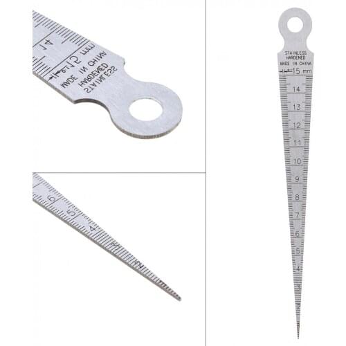 Metric Stainless Steel Wedge Feeler Aperture Ruler with 1-15mm Range and 1mm Accuracy for Measuring Depth