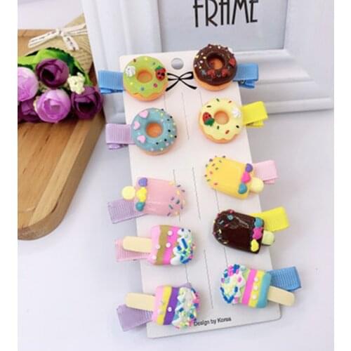 Cute Colored Donut Popsicles Children Hairpin Hair Clips Accessories For Girls Kids Hair Headband Ornament Barrettes Headdress