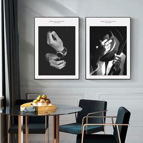 Vogue Cover Black White Hat Modern Gentleman Canvas Painting Wall Art Picture Fashion Photography Prints Poster Home Decoration