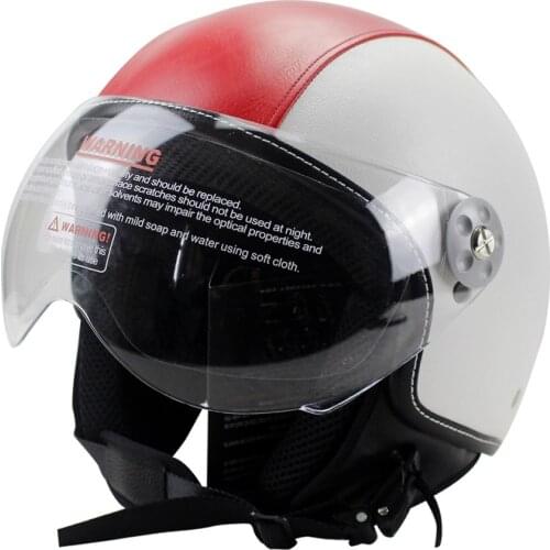 3/4 Open Face Motorcycle Helmet Chopper Vintage Leather Helmet Moto Casque Casco Capacete Men Women Scooter