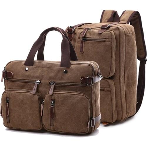 Men Canvas Briefcase Travel Bags Suitcase Classic Messenger Shoulder Bag Tote Handbag Big Casual Business Laptop Pocket